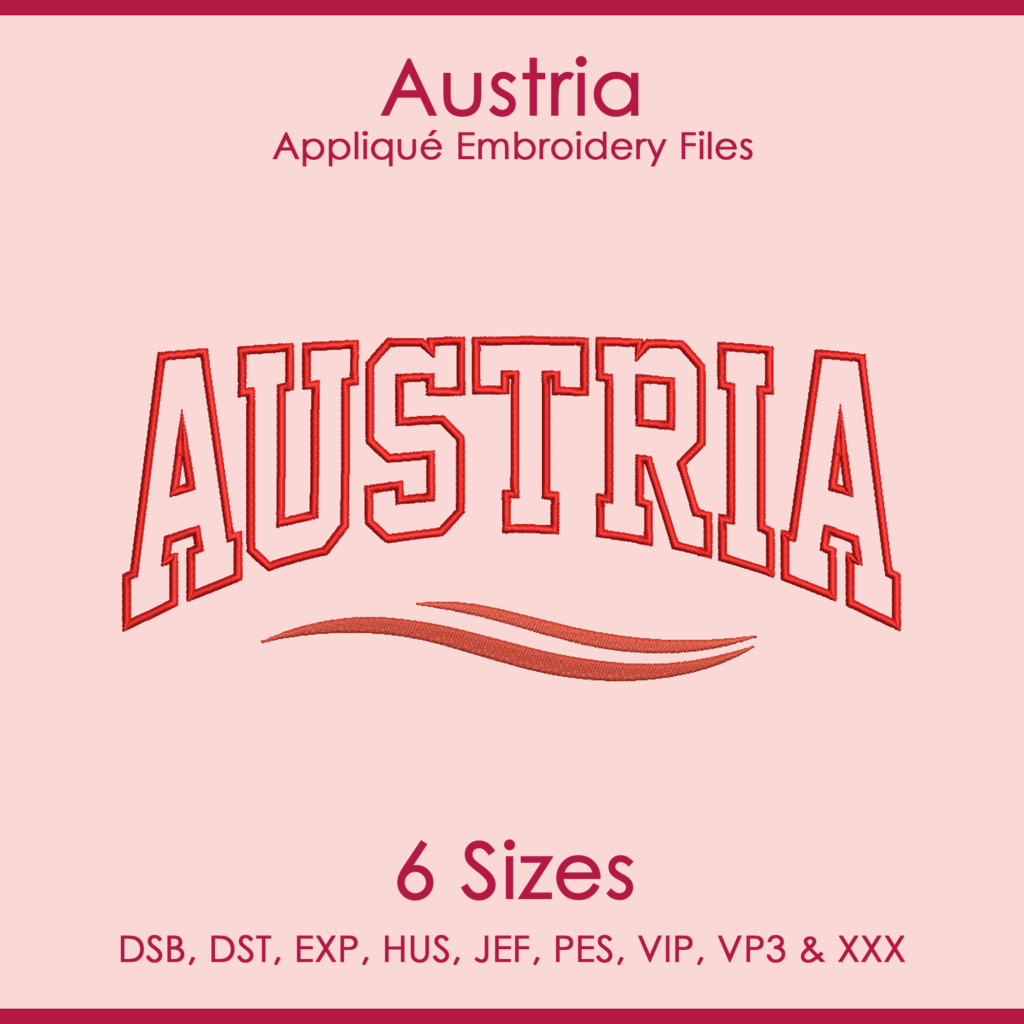 Austria FIFA Football Applique Embroidery Files