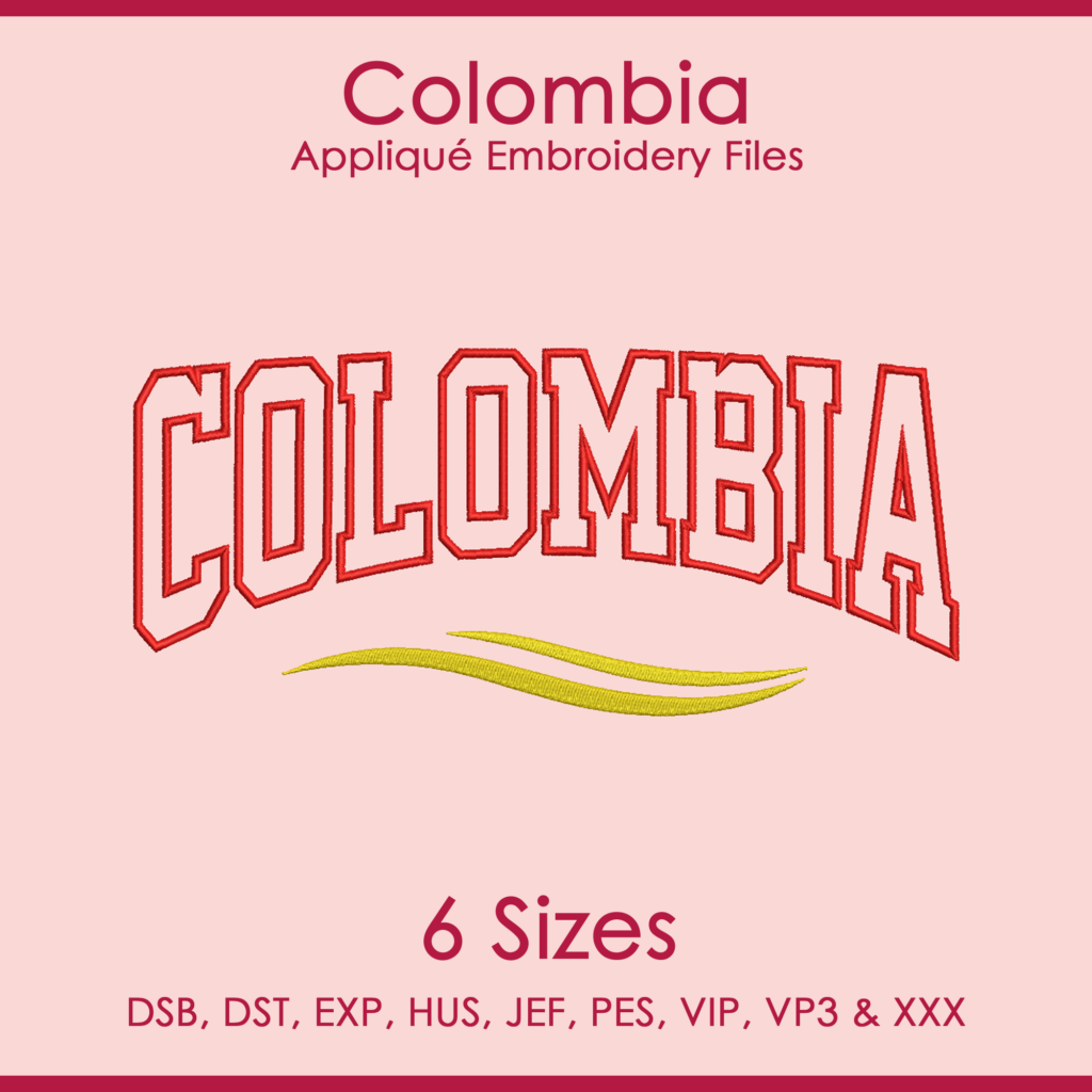 Colombia FIFA Football Applique Embroidery Files