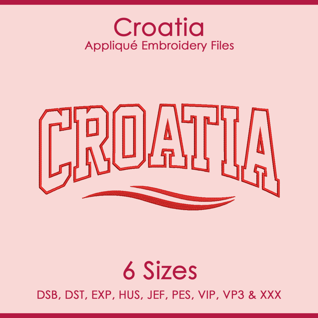 Croatia FIFA Football Applique Embroidery Files