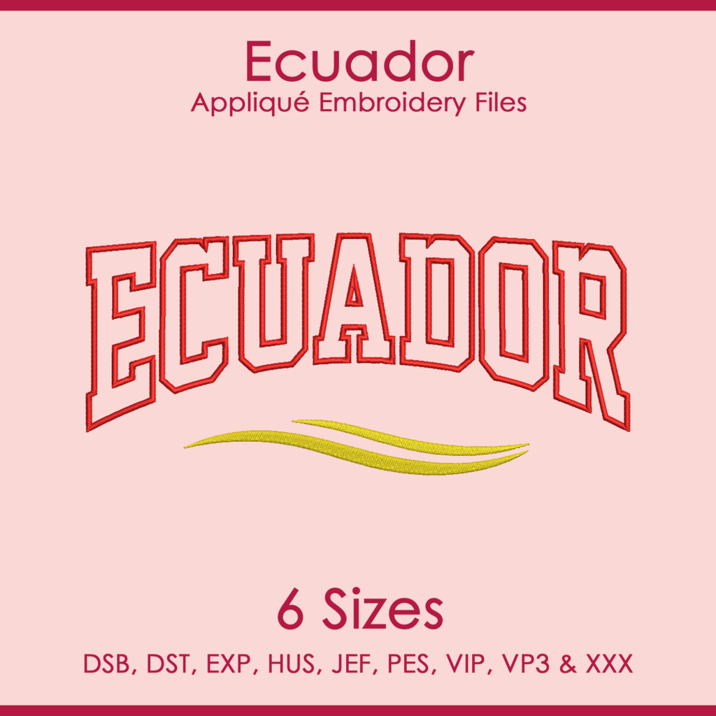 Ecuador FIFA Football Applique Embroidery Files