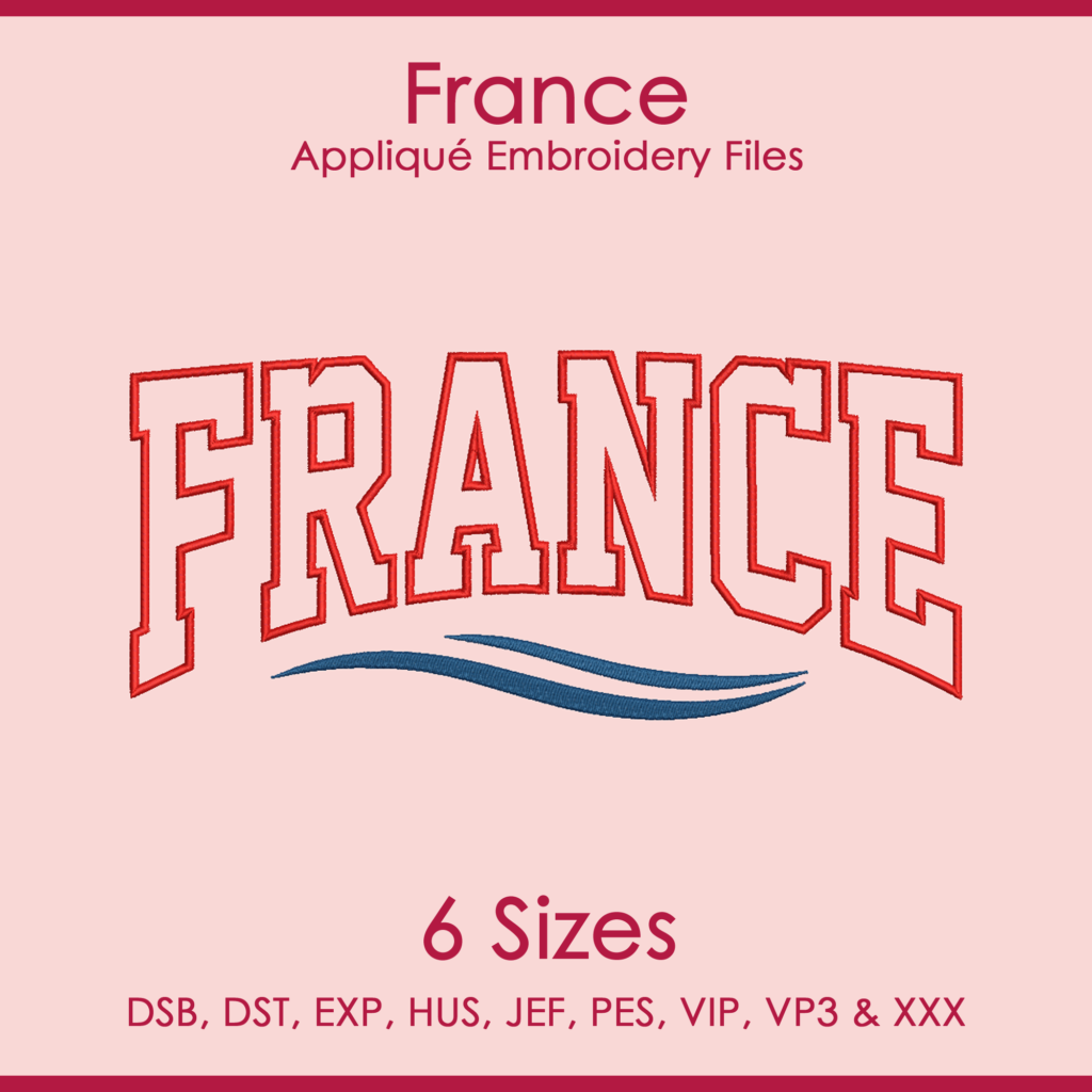 France FIFA Football Applique Embroidery Files