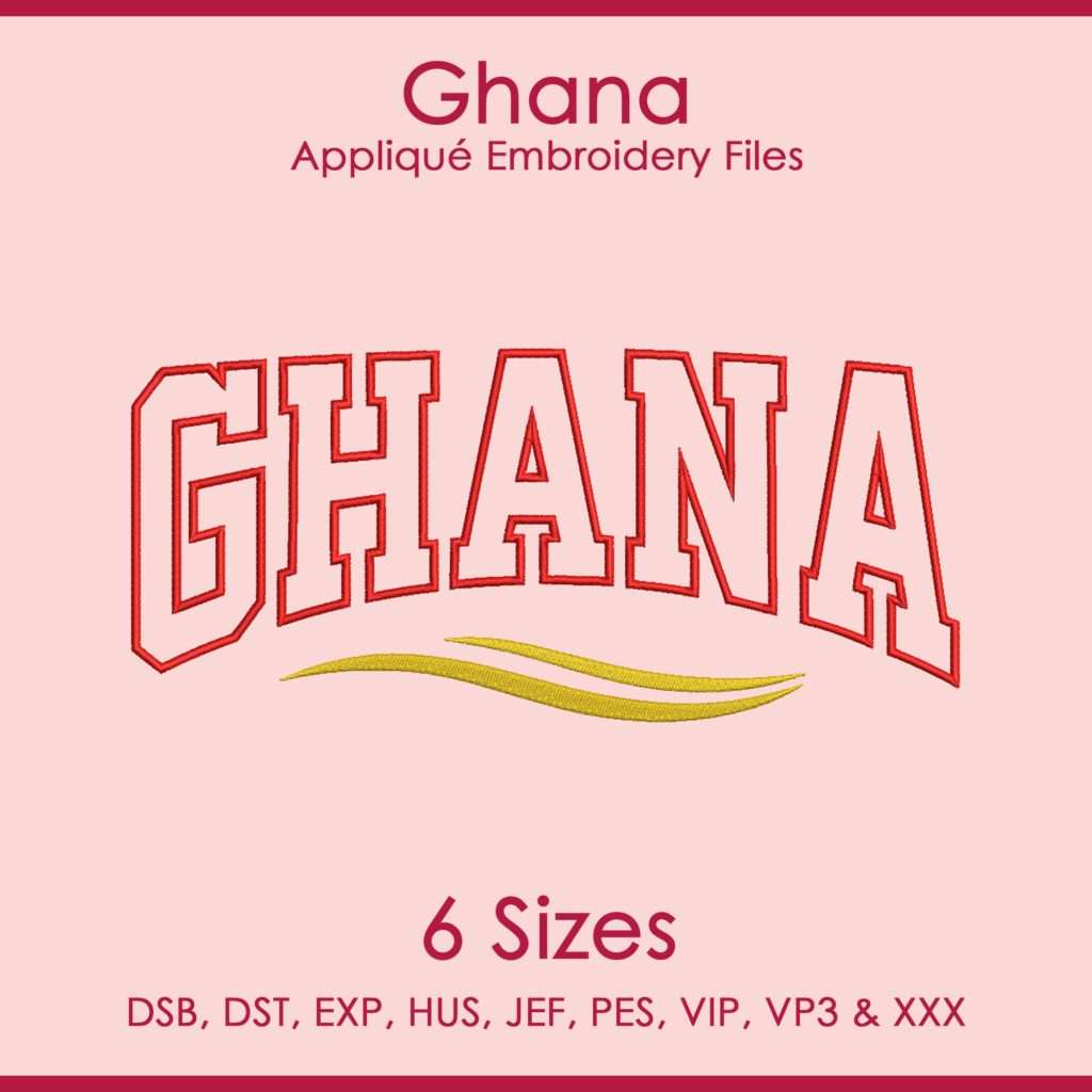 Ghana FIFA Football Applique Embroidery Files