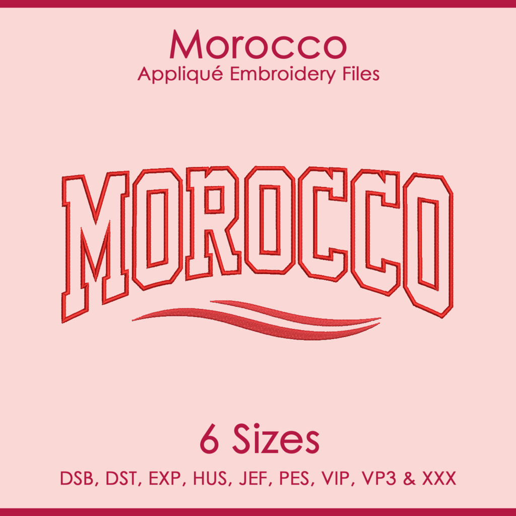 Morocco FIFA Football Applique Embroidery Files