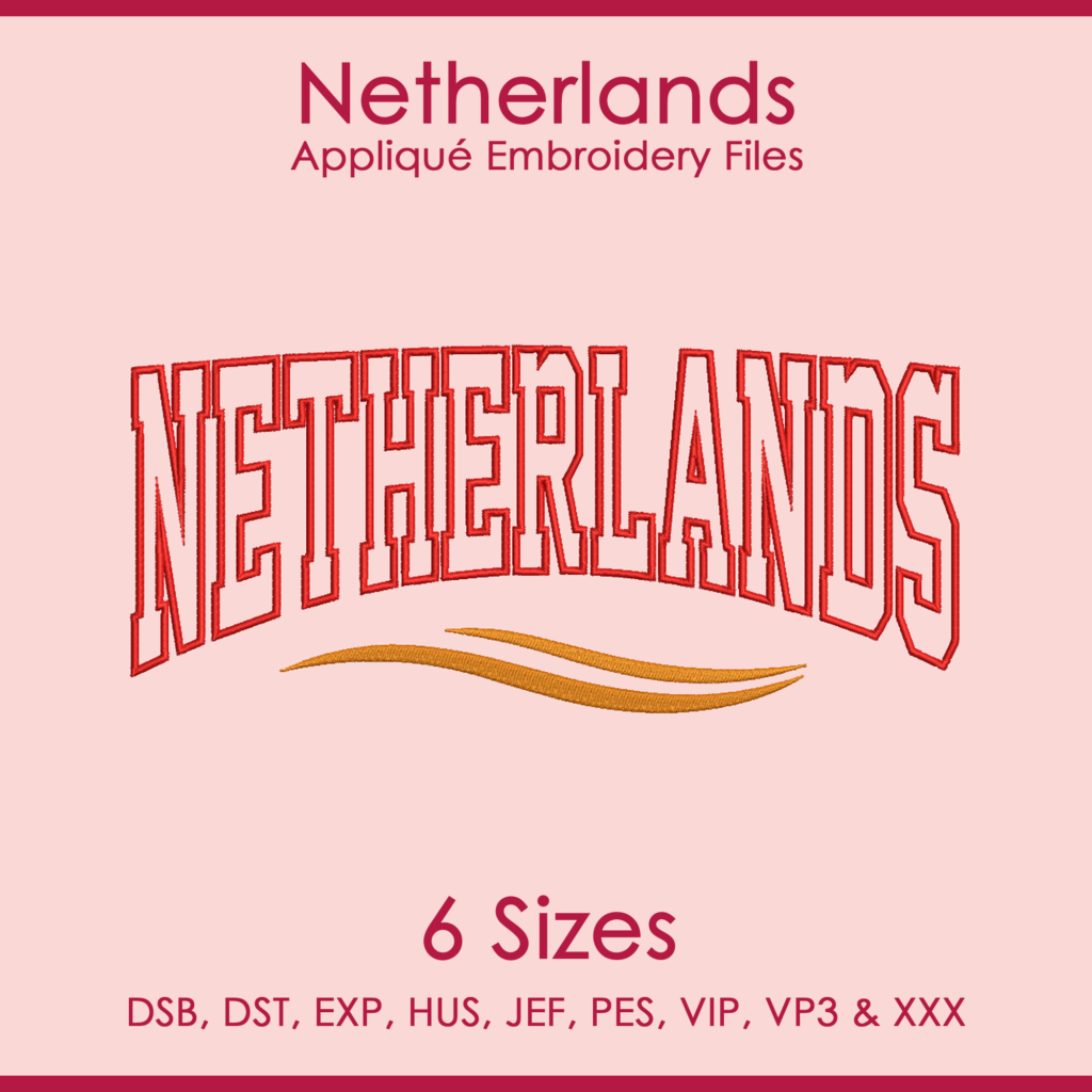 Netherlands FIFA Football Applique Embroidery Files
